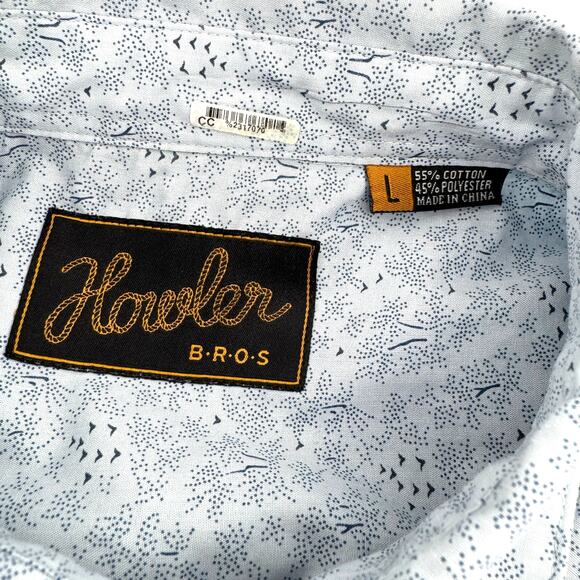 Howler Bros Shirt Mens Blue Plaid Western Pearl Snap Pockets Heed The Call-Large - Picture 3 of 8